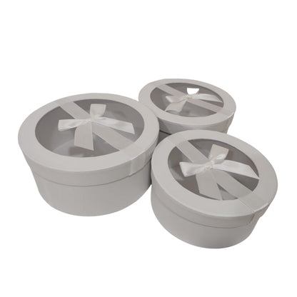 Caja de empaque para flores redonda con moño