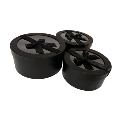 Caja de empaque para flores redonda con moño