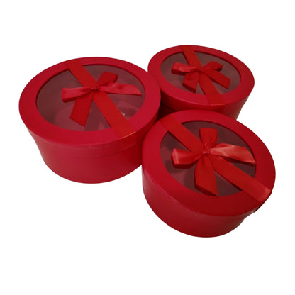 Caja de empaque para flores redonda con moño